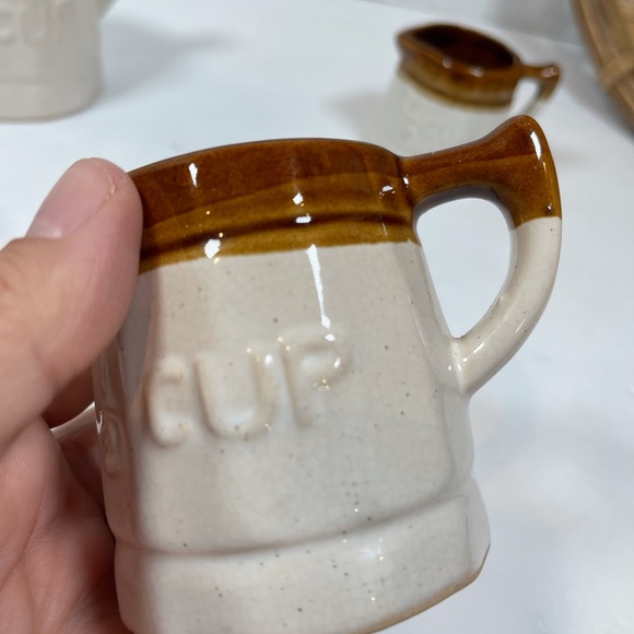 Vintage ROC Taiwan Stamped Stoneware Crockery Measuring Cups 4 piece set EUC - Picture 12 of 15